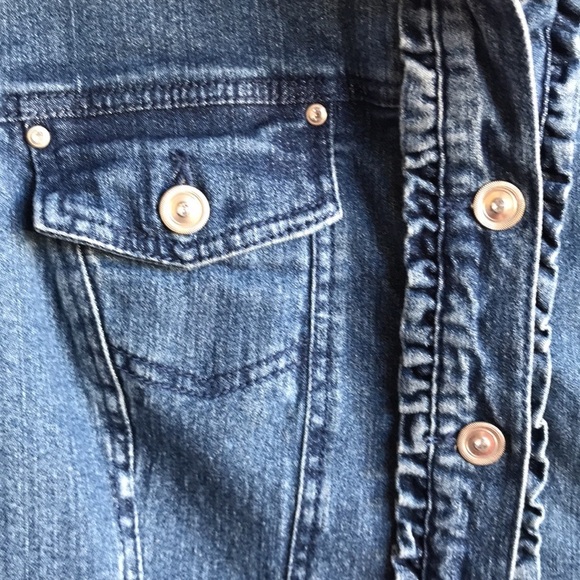 AMI denim blue jean jacket with ruffle detailing, L - Picture 7 of 11